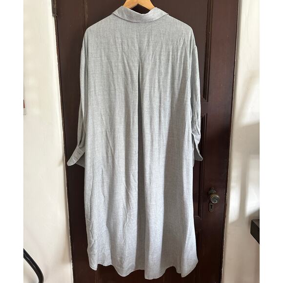 ZARA | Light Gray Oversized lightweight Shirt Dress High-Low Hem | Size Small - Picture 4 of 4